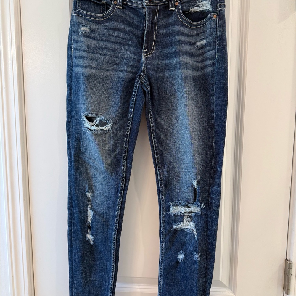 BKE Dark Blue Distressed Skinny Jeans